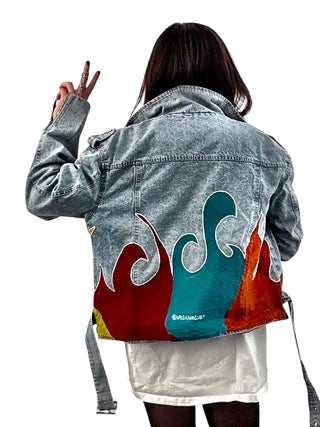 'Denim & Flow' Moto Jacket
