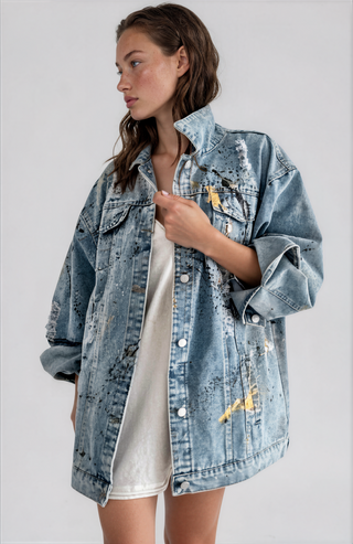 'Splatter World 2.0' Painted Denim Jacket