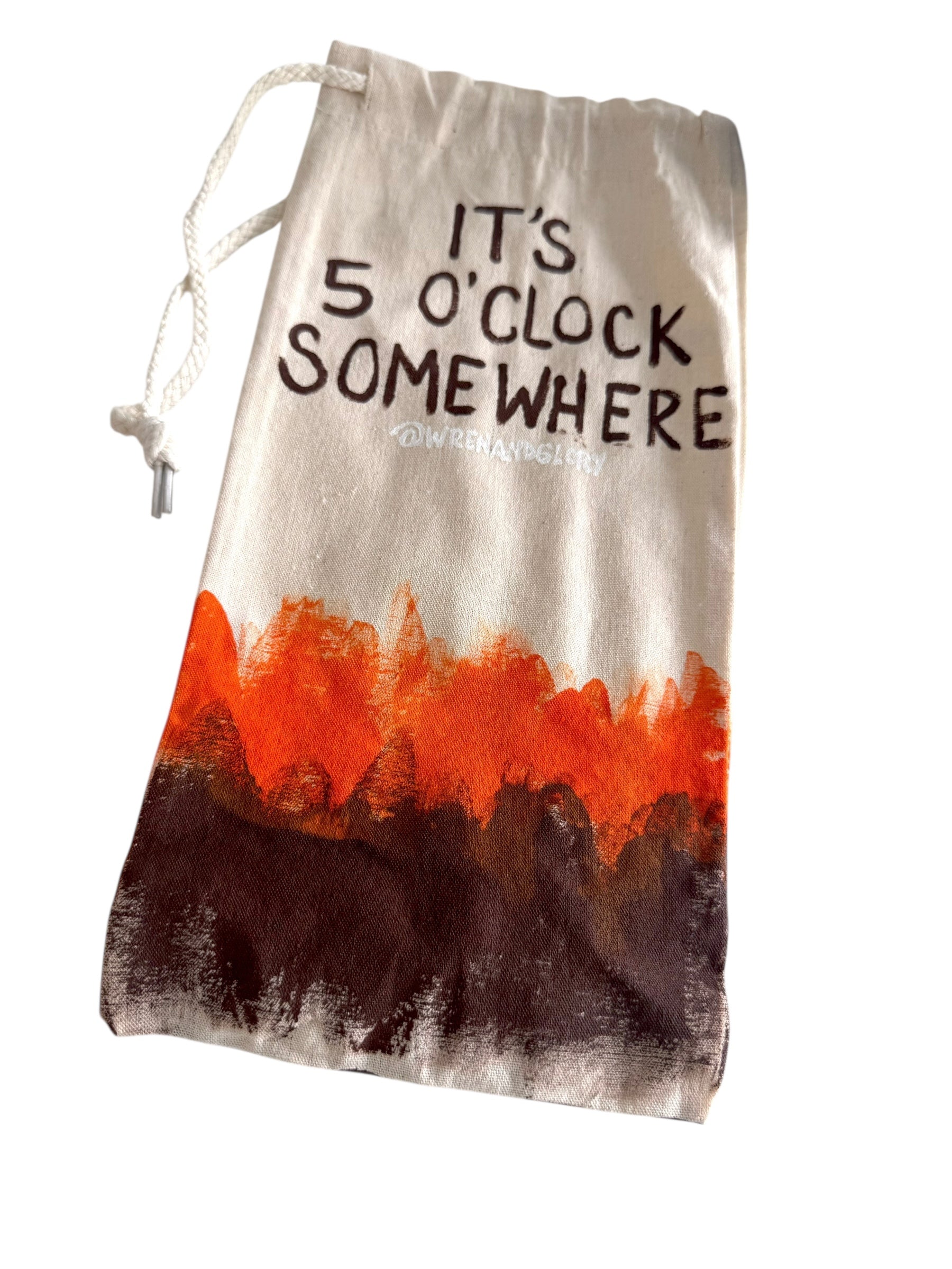 '5 O'Clock' Painted Wine Bag