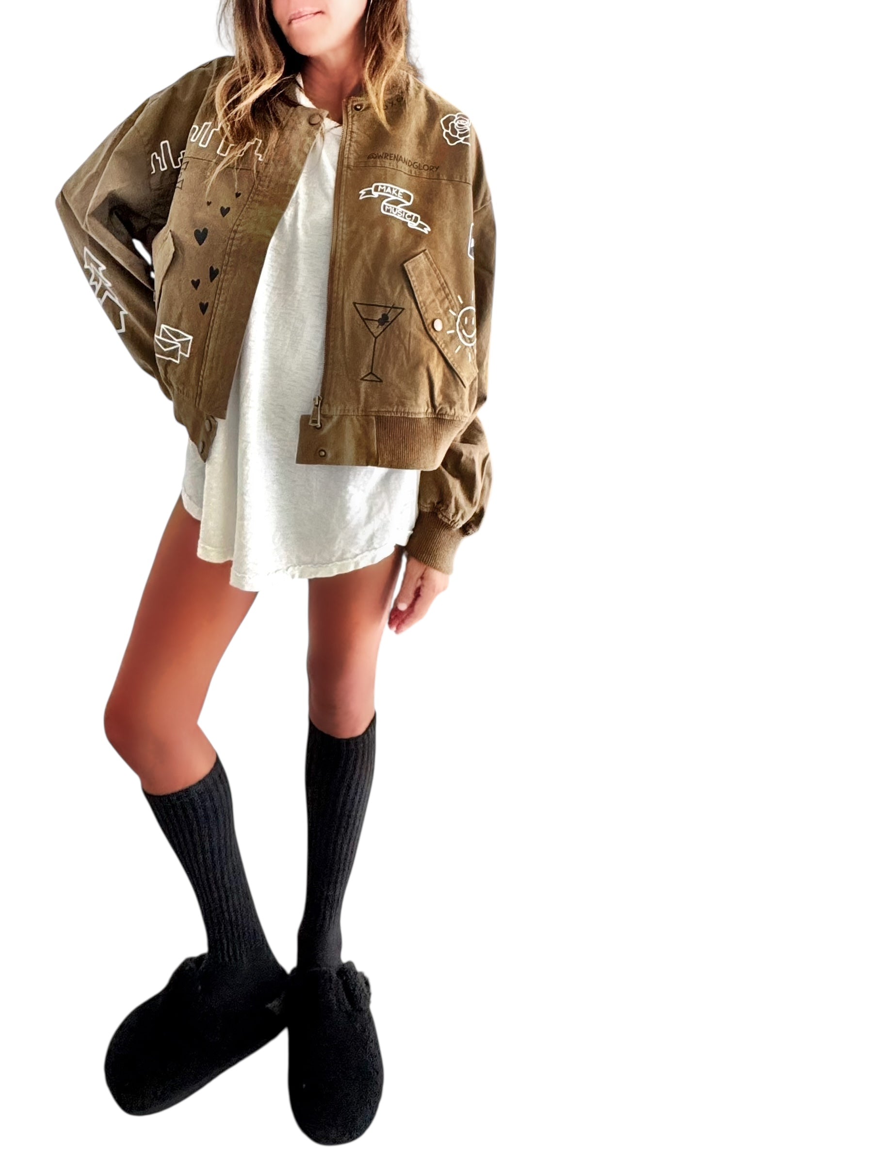 'From NYC with Love' Painted Bomber Jacket