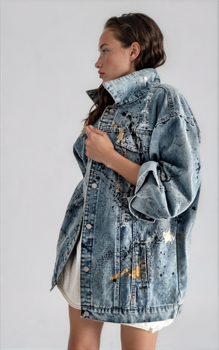 'Splatter World 2.0' Painted Denim Jacket