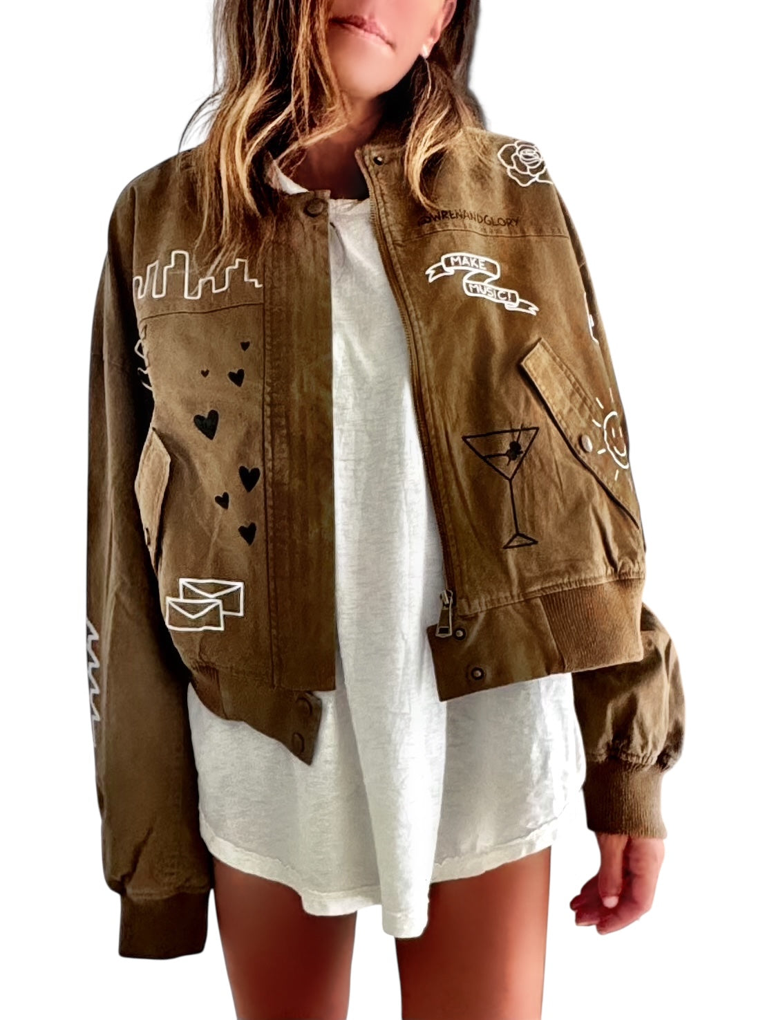 'From NYC with Love' Painted Bomber Jacket