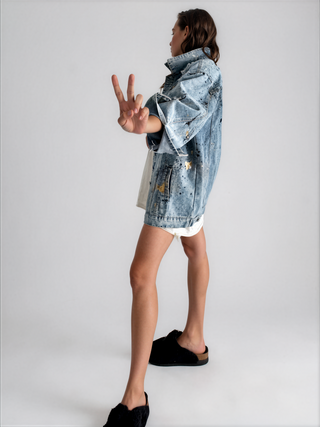 'Splatter World 2.0' Painted Denim Jacket