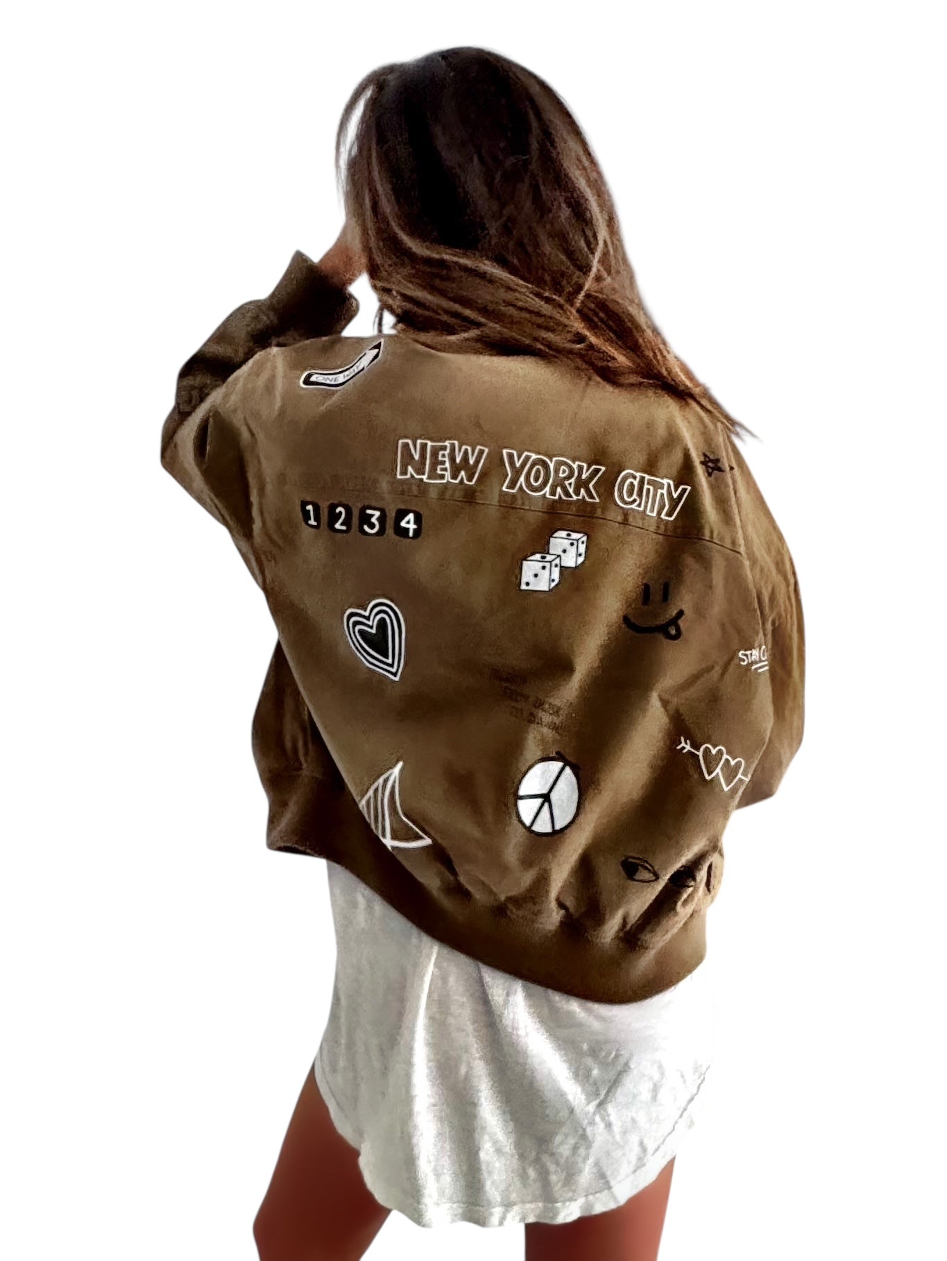 'From NYC with Love' Painted Bomber Jacket