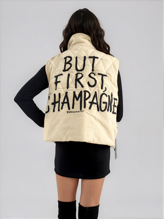 'But First, Champagne' Painted Vest