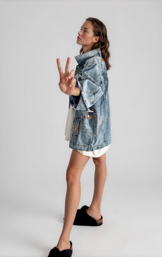 'Splatter World 2.0' Painted Denim Jacket