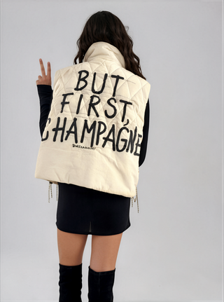 'But First, Champagne' Painted Vest