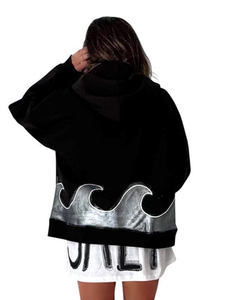 'Silver Surf' Painted Zip Up Hoodie