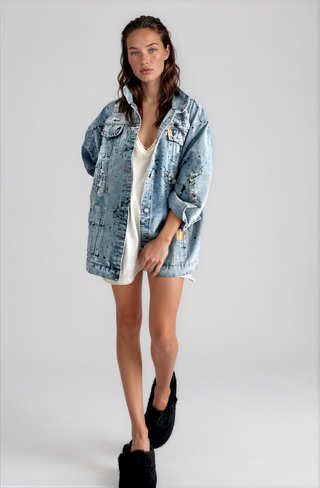 'Splatter World 2.0' Painted Denim Jacket