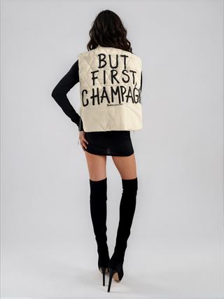 'But First, Champagne' Painted Vest