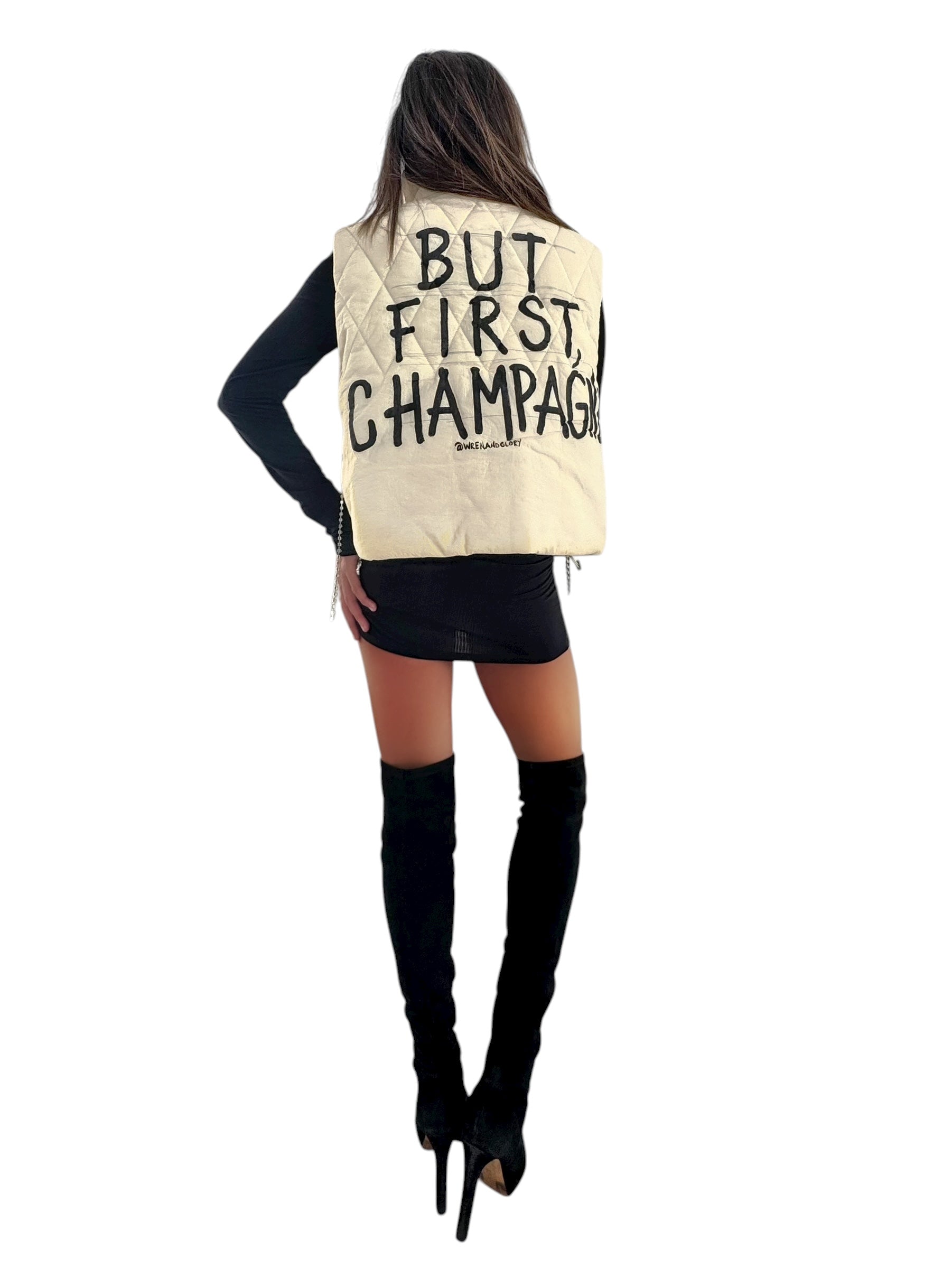 'But First, Champagne' Painted Vest