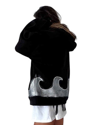 'Silver Surf' Painted Zip Up Hoodie