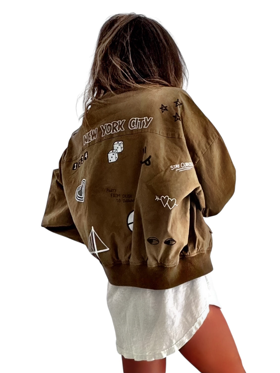 'From NYC with Love' Painted Bomber Jacket