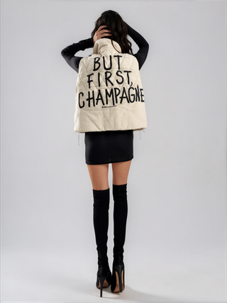 'But First, Champagne' Painted Vest