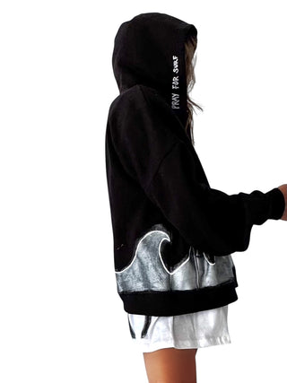 'Silver Surf' Painted Zip Up Hoodie