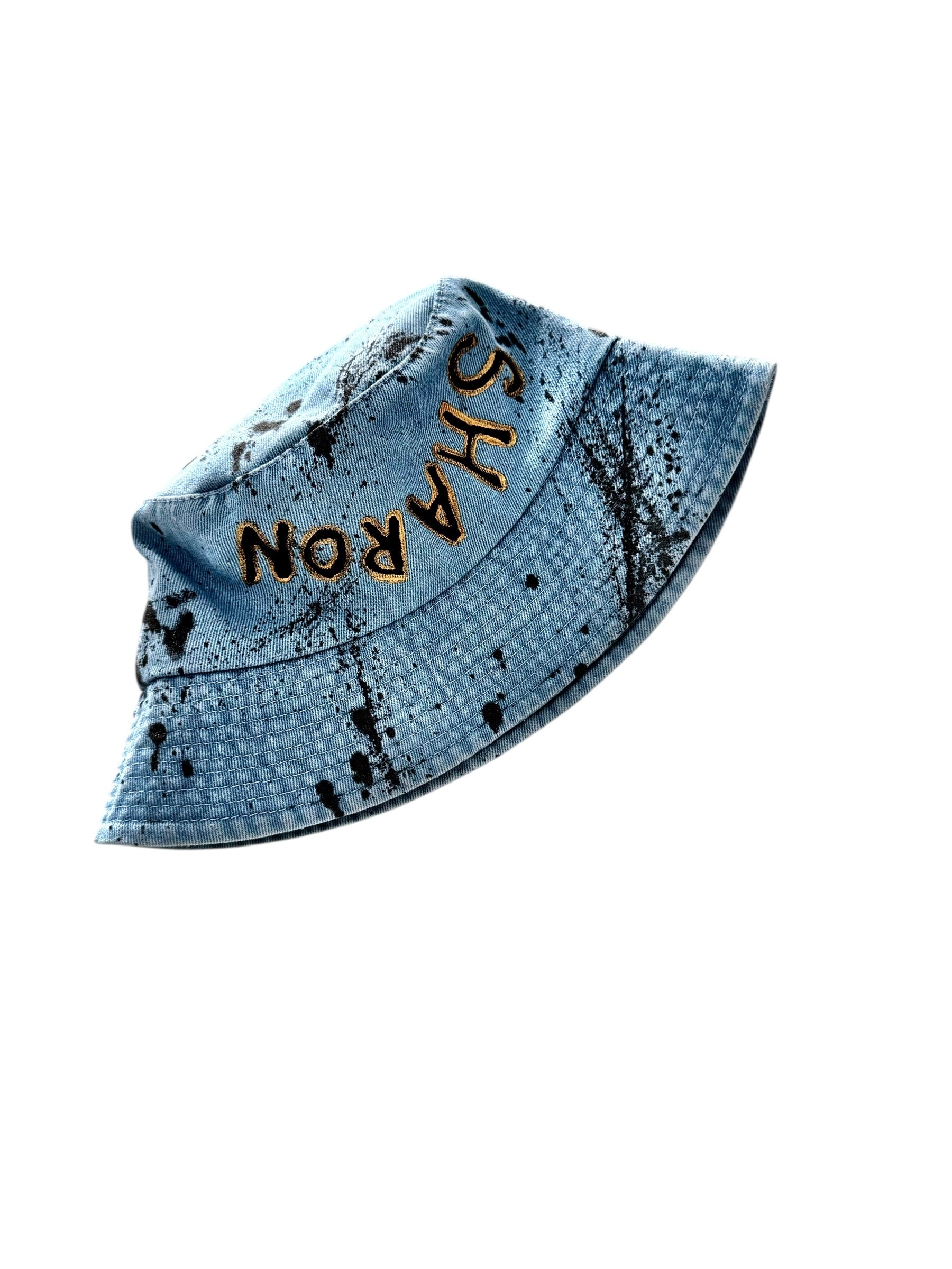 'Personalized Splatter' Painted Denim Bucket Hat
