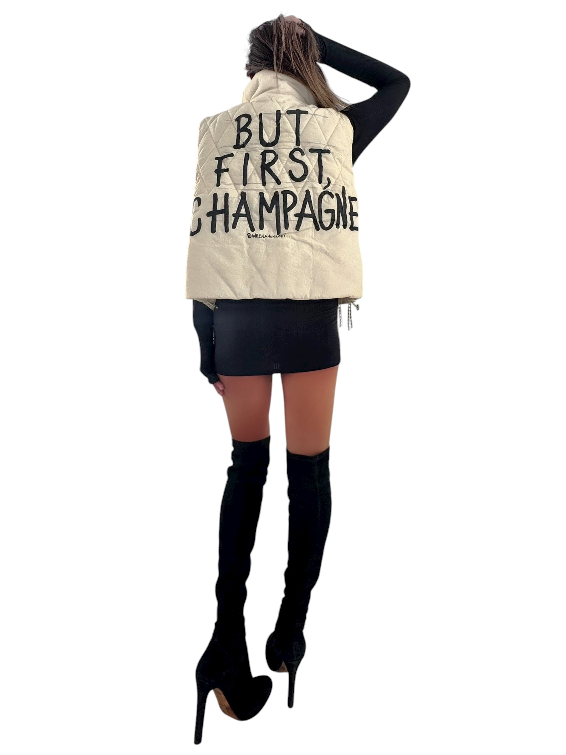 'But First, Champagne' Painted Vest