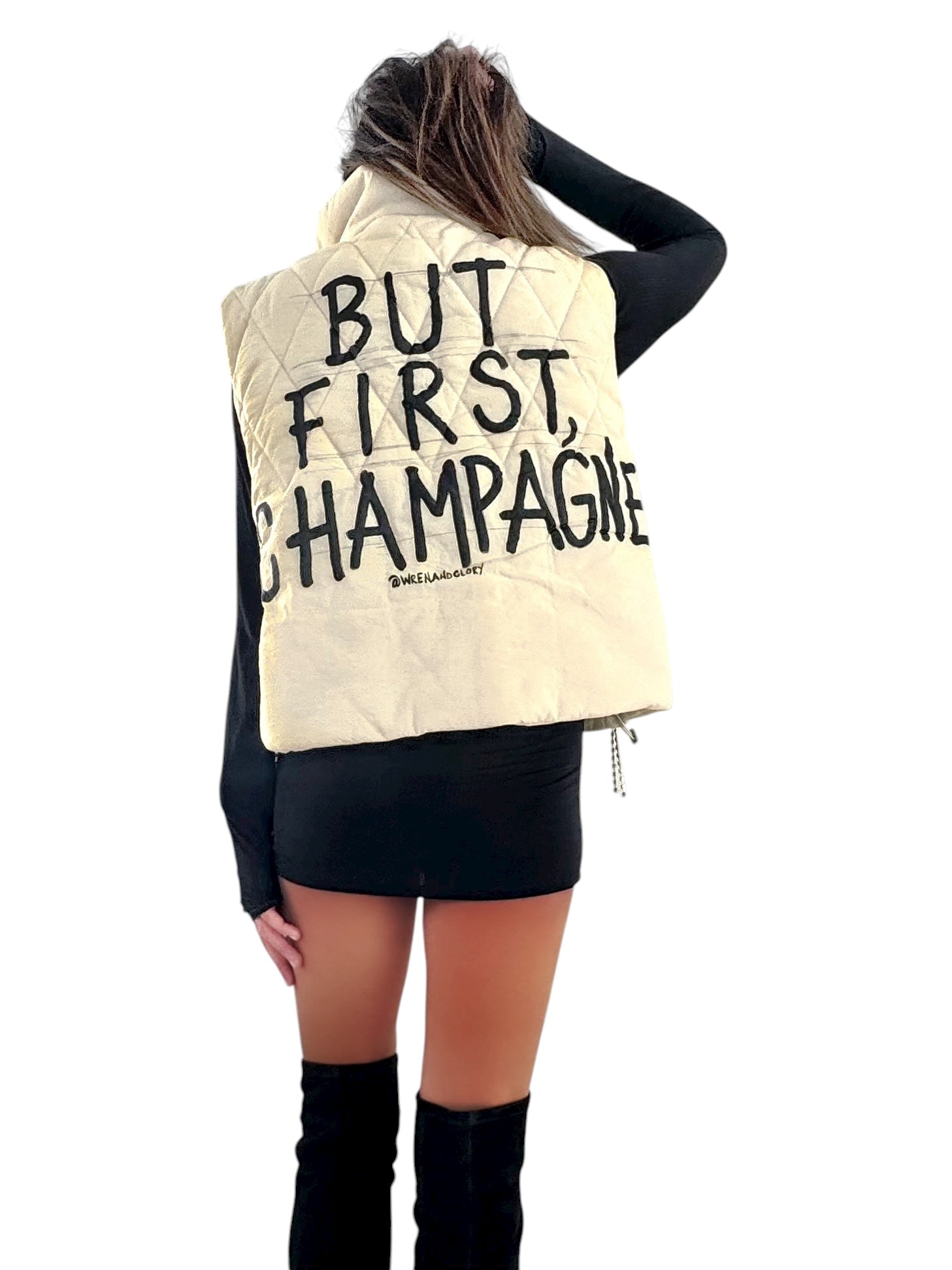 'But First, Champagne' Painted Vest