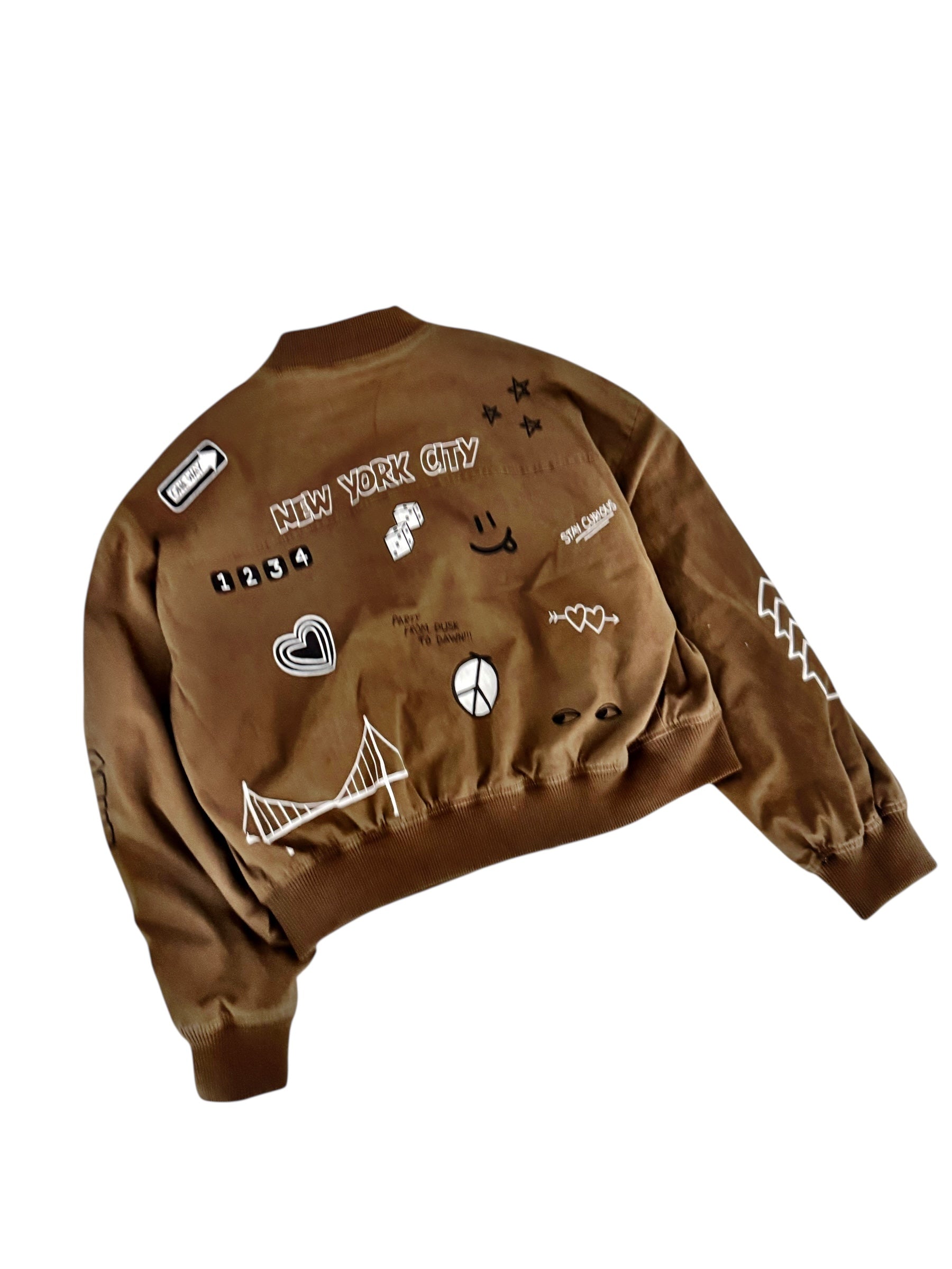 'From NYC with Love' Painted Bomber Jacket