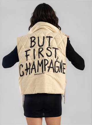 'But First, Champagne' Painted Vest