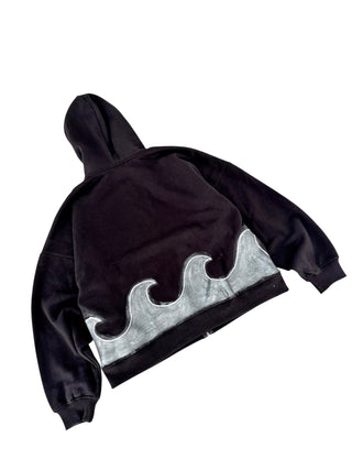 'Silver Surf' Painted Zip Up Hoodie