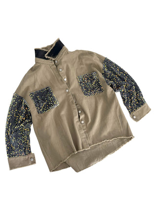'Clover Shadows' Painted Jacket
