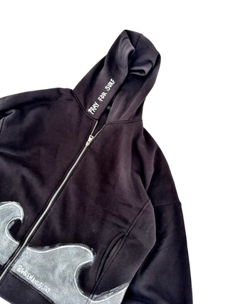 'Silver Surf' Painted Zip Up Hoodie