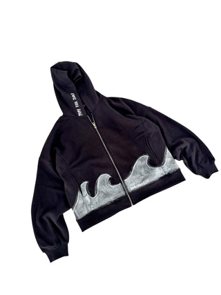 'Silver Surf' Painted Zip Up Hoodie