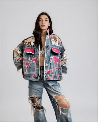 'PINK PALMS' DENIM JACKET