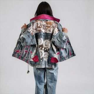 'PINK PALMS' DENIM JACKET