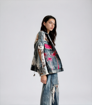 'PINK PALMS' DENIM JACKET