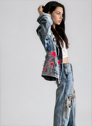 'PINK PALMS' DENIM JACKET