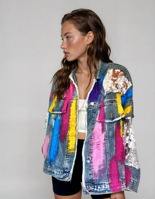 'RAINBOWS AND LACE' DENIM JACKET