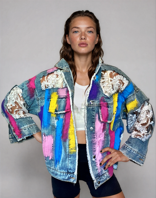 'RAINBOWS AND LACE' DENIM JACKET