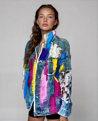 'RAINBOWS AND LACE' DENIM JACKET