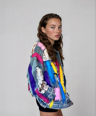 'RAINBOWS AND LACE' DENIM JACKET