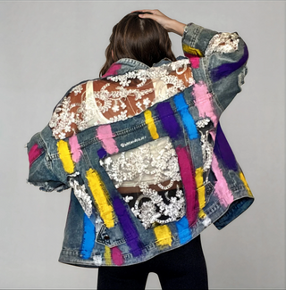 'RAINBOWS AND LACE' DENIM JACKET