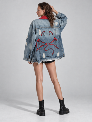 'Devil' Painted Denim Jacket