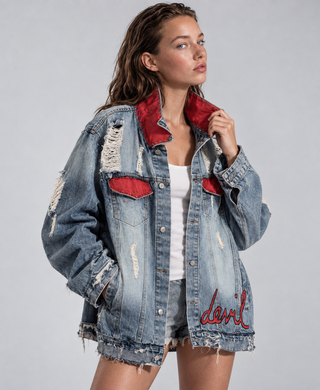 'Devil' Painted Denim Jacket