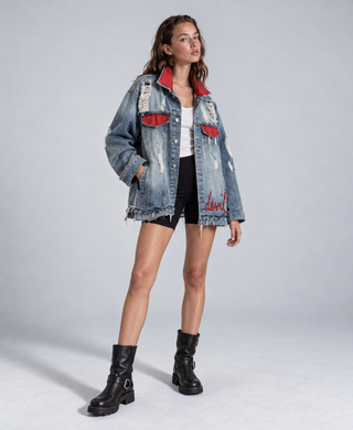 'Devil' Painted Denim Jacket