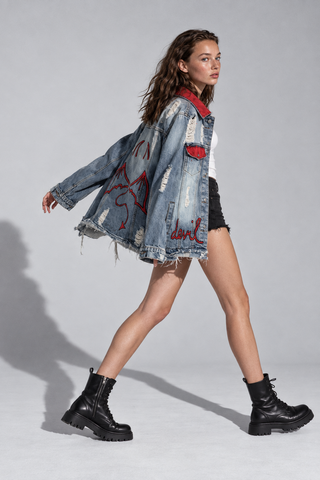 'Devil' Painted Denim Jacket