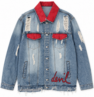 'Devil' Painted Denim Jacket