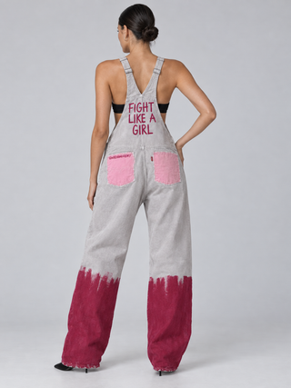 'Fight Like A Girl' Painted Overalls