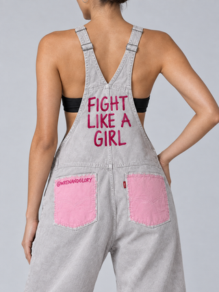 'Fight Like A Girl' Painted Overalls