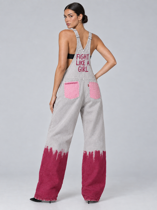 'Fight Like A Girl' Painted Overalls