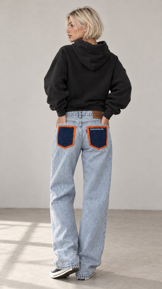 'Go Team' Painted Jeans