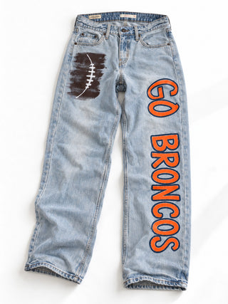 'Go Team' Painted Jeans