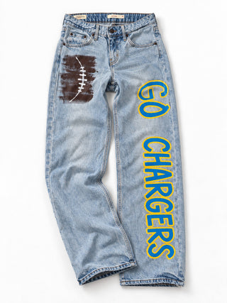 'Go Team' Painted Jeans