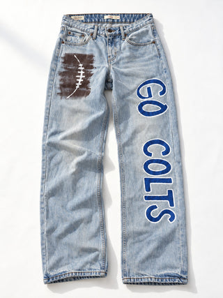 'Go Team' Painted Jeans