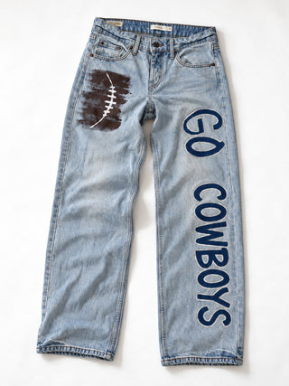 'Go Team' Painted Jeans